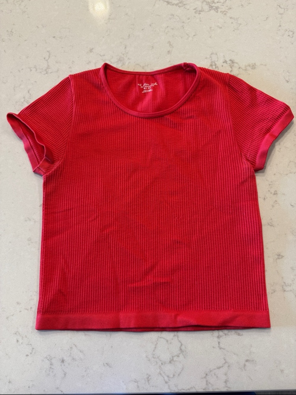 Urban Outfitters Ribbed Short Sleeve cropped Baby Tee - Bright Red XS/S